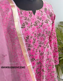 Hand Block Printed Kota Doriya Kurti With Cotton Pant And Doriya Dupatta-ISKWSU2503VC3362
