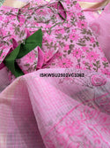 Hand Block Printed Kota Doriya Kurti With Cotton Pant And Doriya Dupatta-ISKWSU2503VC3362