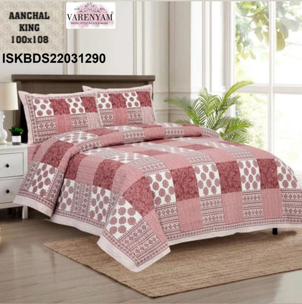 Cotton King Size Bedsheet Set-ISKBDS22031290