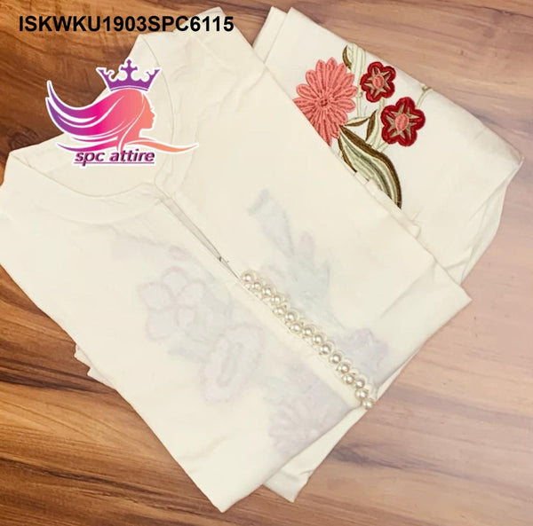Embroidered Rayon Kurti With Pant-ISKWKU1903SPC6115
