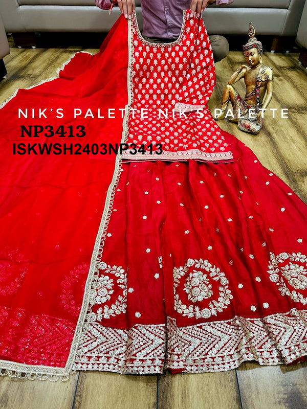 Banarasi Weaved Chinon Kurti With Sharara And Dupatta-ISKWSH2403NP3412/NP3413