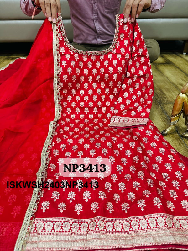 Banarasi Weaved Chinon Kurti With Sharara And Dupatta-ISKWSH2403NP3412/NP3413