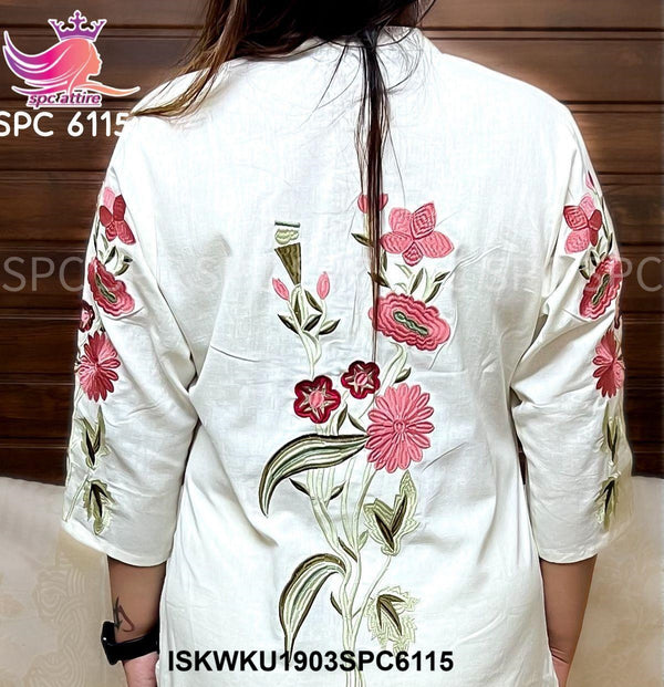 Embroidered Rayon Kurti With Pant-ISKWKU1903SPC6115