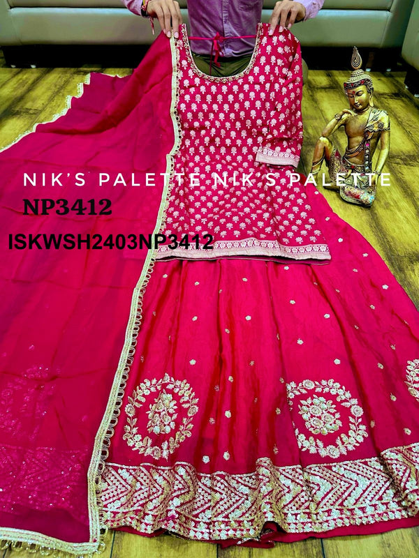 Banarasi Weaved Chinon Kurti With Sharara And Dupatta-ISKWSH2403NP3412/NP3413