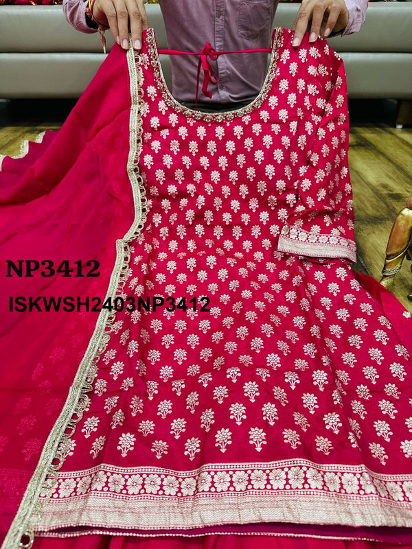 Banarasi Weaved Chinon Kurti With Sharara And Dupatta-ISKWSH2403NP3412/NP3413