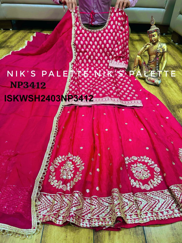 Banarasi Weaved Chinon Kurti With Sharara And Dupatta-ISKWSH2403NP3412/NP3413