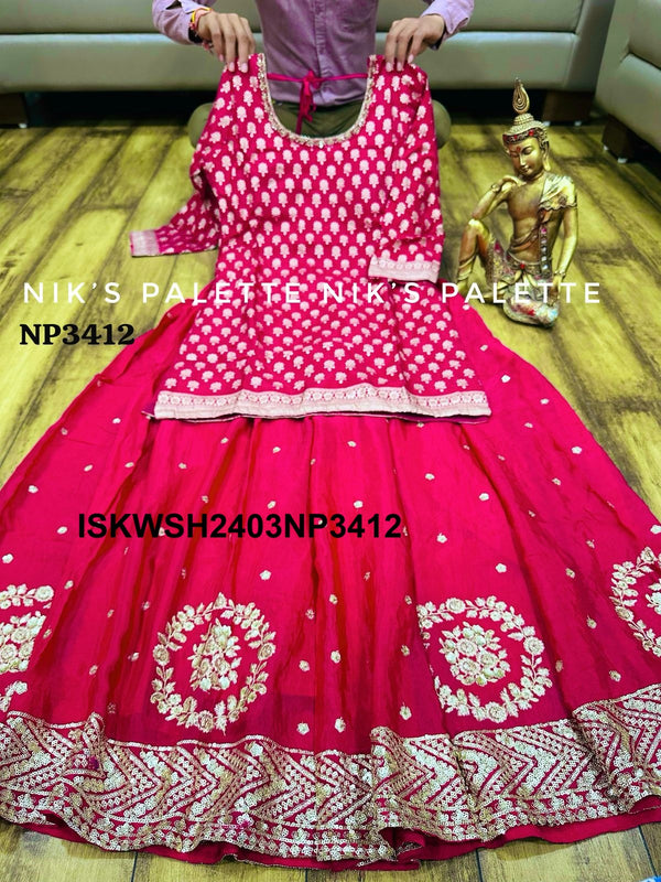 Banarasi Weaved Chinon Kurti With Sharara And Dupatta-ISKWSH2403NP3412/NP3413