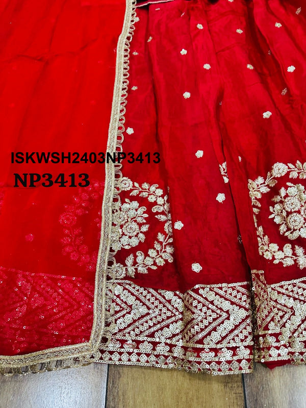 Banarasi Weaved Chinon Kurti With Sharara And Dupatta-ISKWSH2403NP3412/NP3413