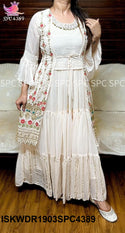 Embroidered Georgette Dress With Jacket-ISKWDR1903SPC4389
