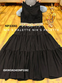 Embroidered Chinon Silk Padded Gown With Shrug-ISKWGN2403NP3392
