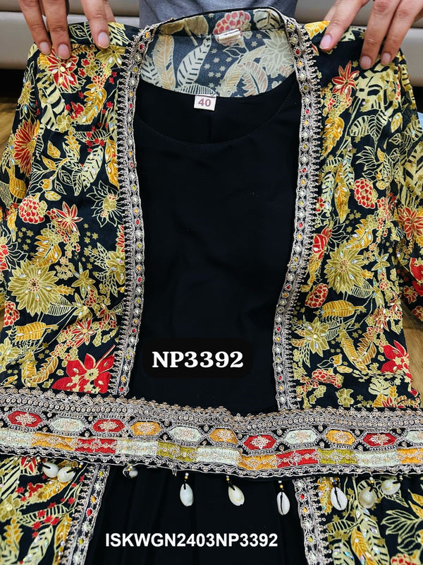 Embroidered Chinon Silk Padded Gown With Shrug-ISKWGN2403NP3392