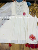 Embroidered Malmal Cotton Anarkali Kurti With Pant And Dupatta-ISKWSU2403NP3383