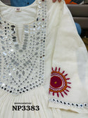 Embroidered Malmal Cotton Anarkali Kurti With Pant And Dupatta-ISKWSU2403NP3383