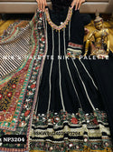 Embroidered Silk Anarkali Kurti With Pant And Kalamari Printed Organza Dupatta-ISKWSU2403NP3204