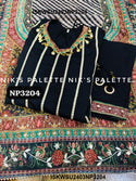 Embroidered Silk Anarkali Kurti With Pant And Kalamari Printed Organza Dupatta-ISKWSU2403NP3204