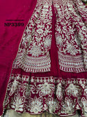 Embroidered Georgette Front Slit Kurti With Skirt And Dupatta-ISKWSKT2403NP3399