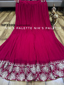 Embroidered Georgette Front Slit Kurti With Skirt And Dupatta-ISKWSKT2403NP3399