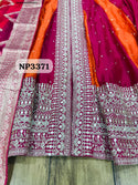 Sequined Silk Anarkali Kurti With Pant And Banarasi Weaved Organza Dupatta-ISKWSU2403NP3371