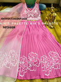 Digital Printed Crepe Skirt With Embroidered Crop Top With Ombre Organza Dupatta-ISKWSKT2403NP3408