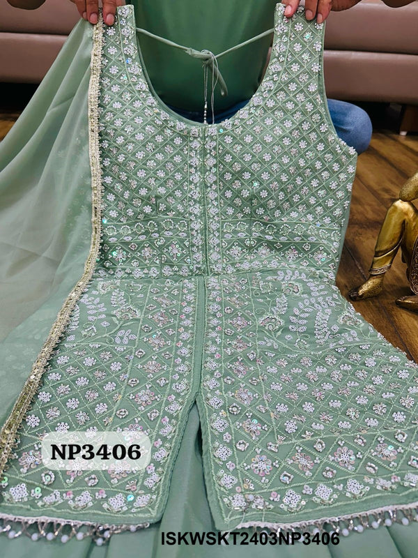 Georgette Skirt With Embroidered Top With Dupatta-ISKWSKT2403NP3406/NP3407