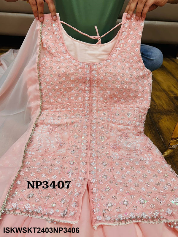 Georgette Skirt With Embroidered Top With Dupatta-ISKWSKT2403NP3406/NP3407