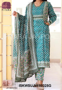 Hand Block Printed Cotton Kurti With Pant And Dupatta-ISKWSUJV180325G