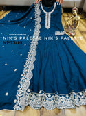 Embroidered Chinon Silk Gown With Dupatta-ISKWGN2403NP3309