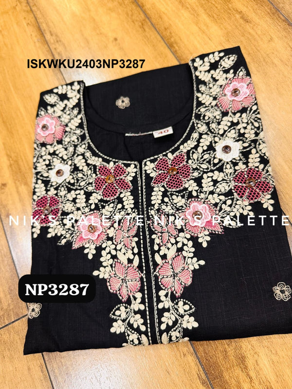 Embroidered Linen Cotton Kurti-ISKWKU2403NP3287
