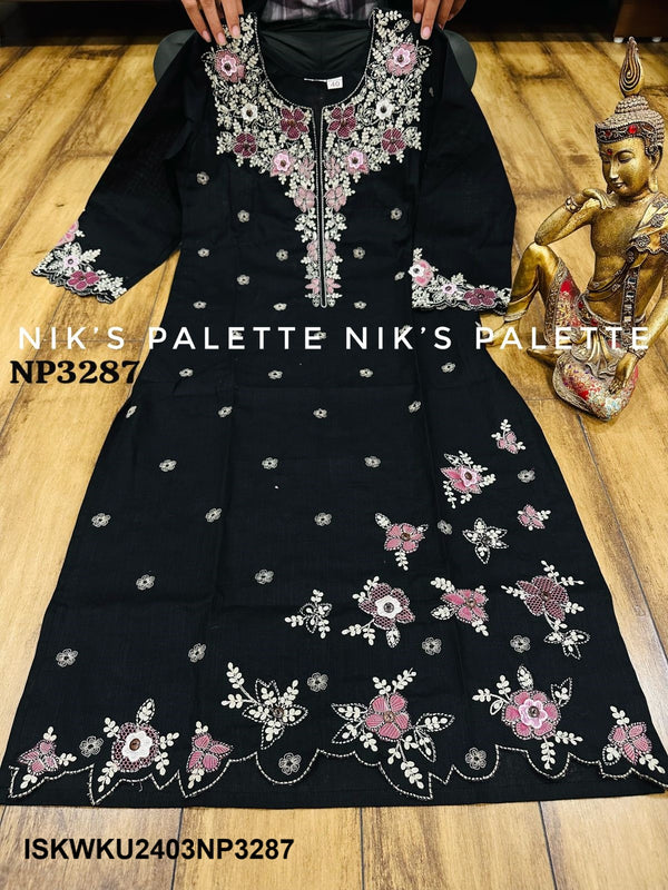 Embroidered Linen Cotton Kurti-ISKWKU2403NP3287