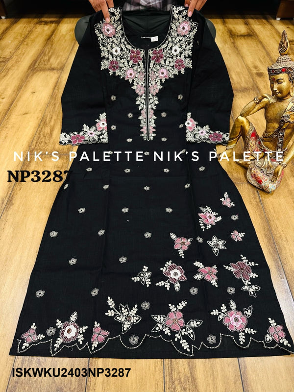 Embroidered Linen Cotton Kurti-ISKWKU2403NP3287