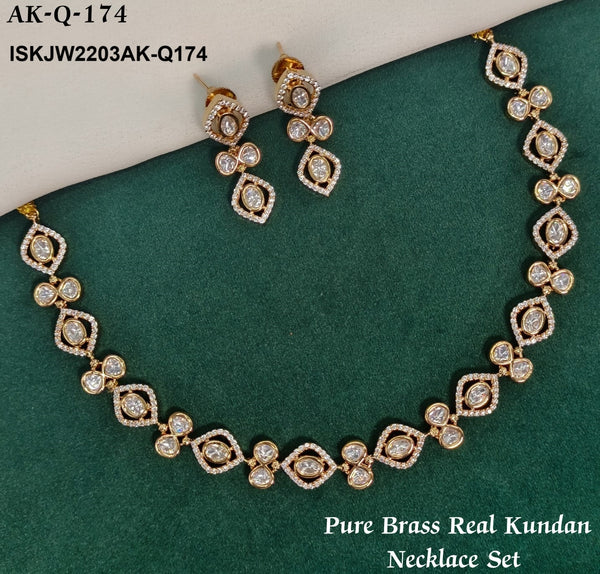 Pure Brass Real Kundan Jewelry Set-ISKJW2203AK-Q174