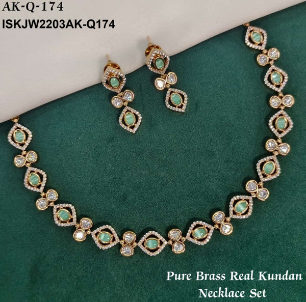 Pure Brass Real Kundan Jewelry Set-ISKJW2203AK-Q174