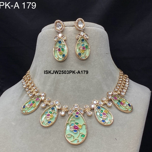 Kundan Necklace Set-ISKJW2503PK-A179