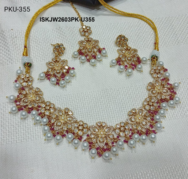 Kundan Necklace Set-ISKJW2603PK-U355