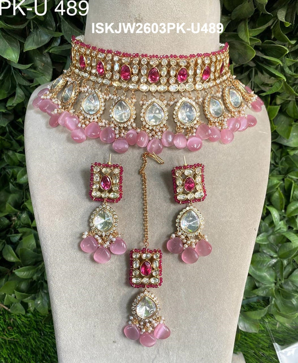 Kundan Jewelry Set-ISKJW2603PK-U489