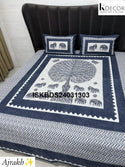 Ajrakh Printed Cotton Bedsheet Set-ISKBDS24031303