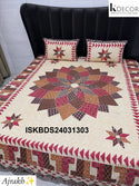 Ajrakh Printed Cotton Bedsheet Set-ISKBDS24031303