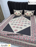 Ajrakh Printed Cotton Bedsheet Set-ISKBDS24031303
