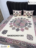 Ajrakh Printed Cotton Bedsheet Set-ISKBDS24031303