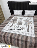 Ajrakh Printed Cotton Bedsheet Set-ISKBDS24031303