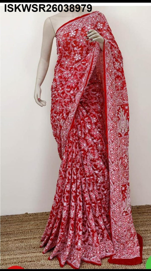 Chikankari Georgette Saree With Blouse-ISKWSR26038979