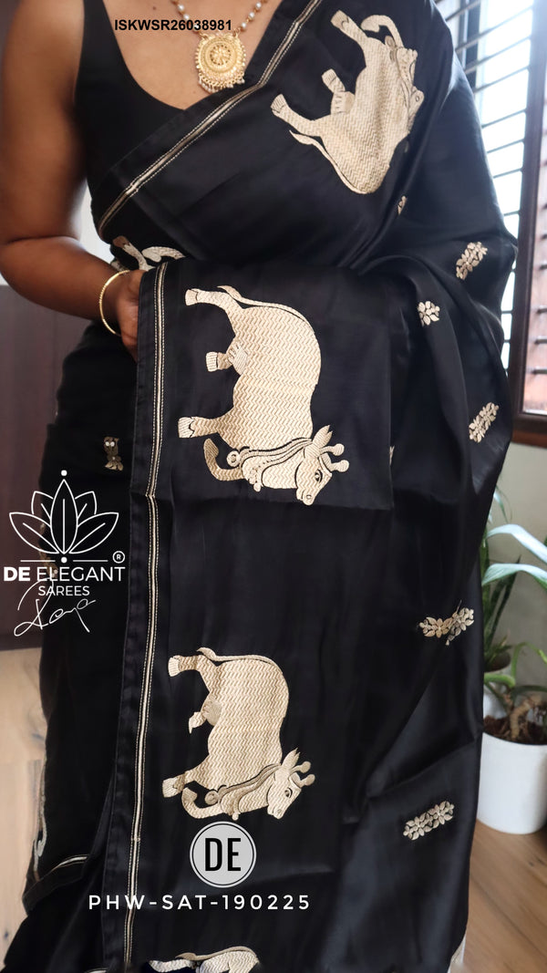 Sequined Munga Satin Silk Saree With Blouse-ISKWSR26038981
