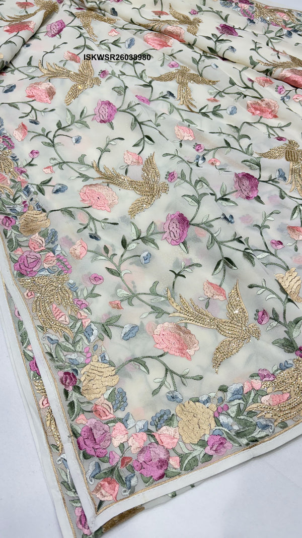 Embroidered Georgette Saree With Blouse-ISKWSR26038980