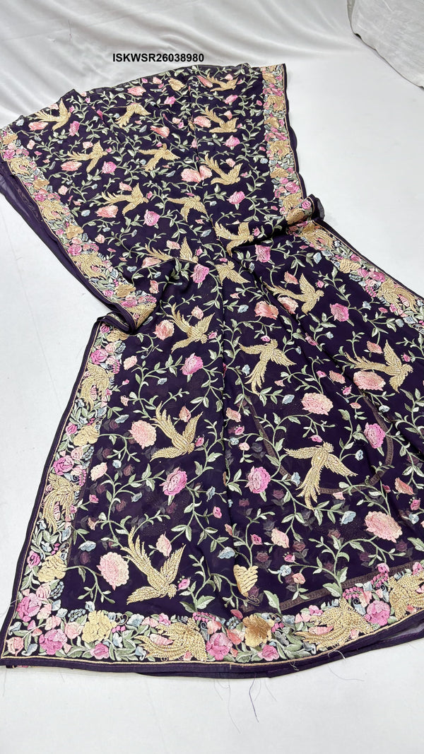 Embroidered Georgette Saree With Blouse-ISKWSR26038980