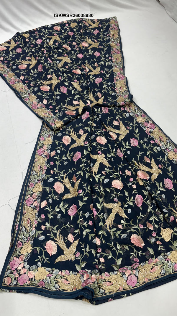 Embroidered Georgette Saree With Blouse-ISKWSR26038980