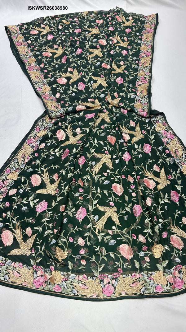 Embroidered Georgette Saree With Blouse-ISKWSR26038980