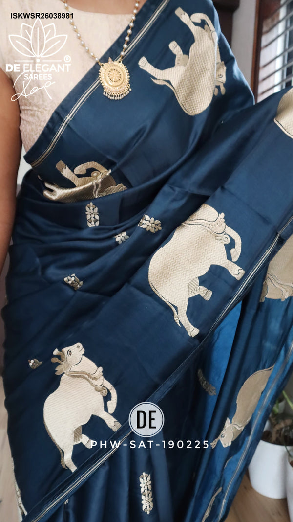 Sequined Munga Satin Silk Saree With Blouse-ISKWSR26038981