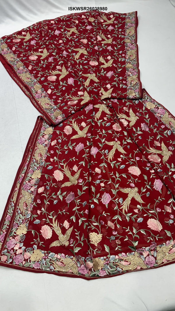Embroidered Georgette Saree With Blouse-ISKWSR26038980
