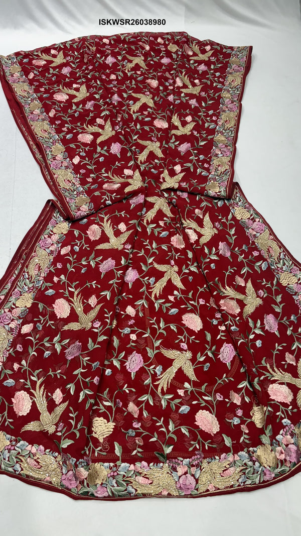 Embroidered Georgette Saree With Blouse-ISKWSR26038980