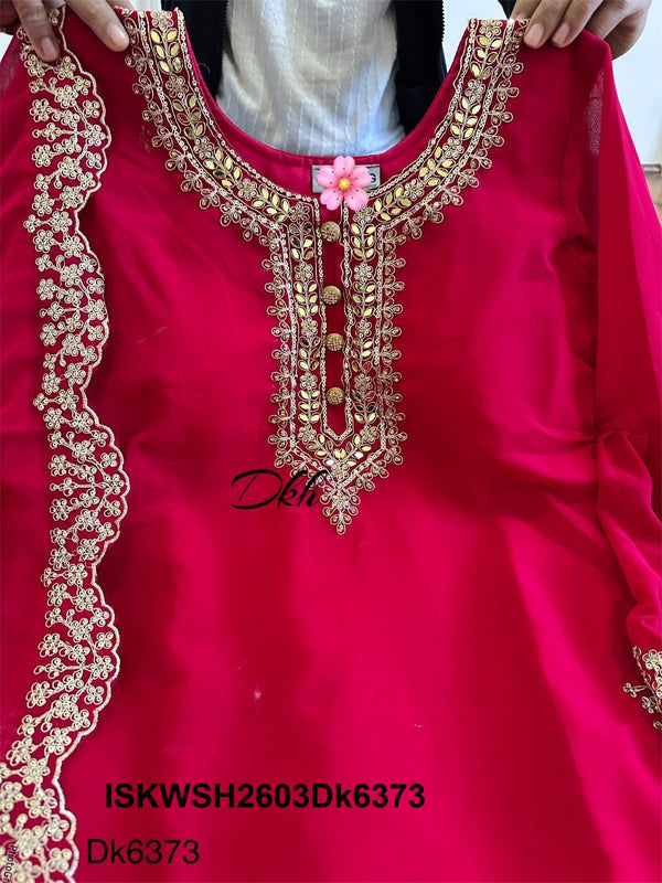 Embroidered Georgette Kurti With Sharara And Dupatta-ISKWSH2603Dk6373